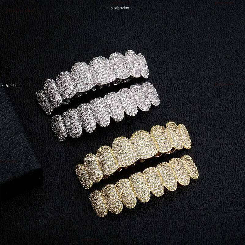 Exclusive customization Moissanite Teeth Grillz iced out Hop Sier decorative braces Real Dia Bg Tooth Grills For Men