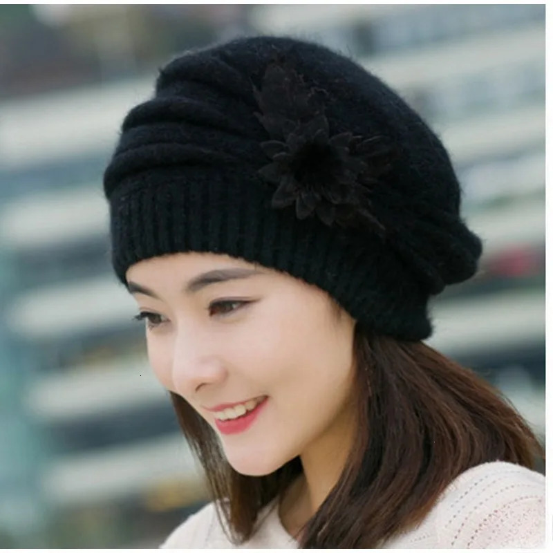 Autumn and Winter Hats Foreign Style Rabbit Hair Wool Beret Middle-aged Mothers Plush and Thickened Ear Protection Bonnets 250722