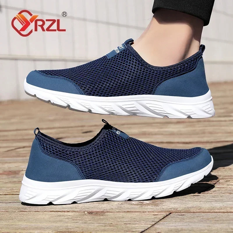 YRZL Lightweight Men Casual Shoes Breathable Slip on Male Casual Sneakers Anti-slip Mens Flats Outdoor Walking Shoes Size 38- 250716