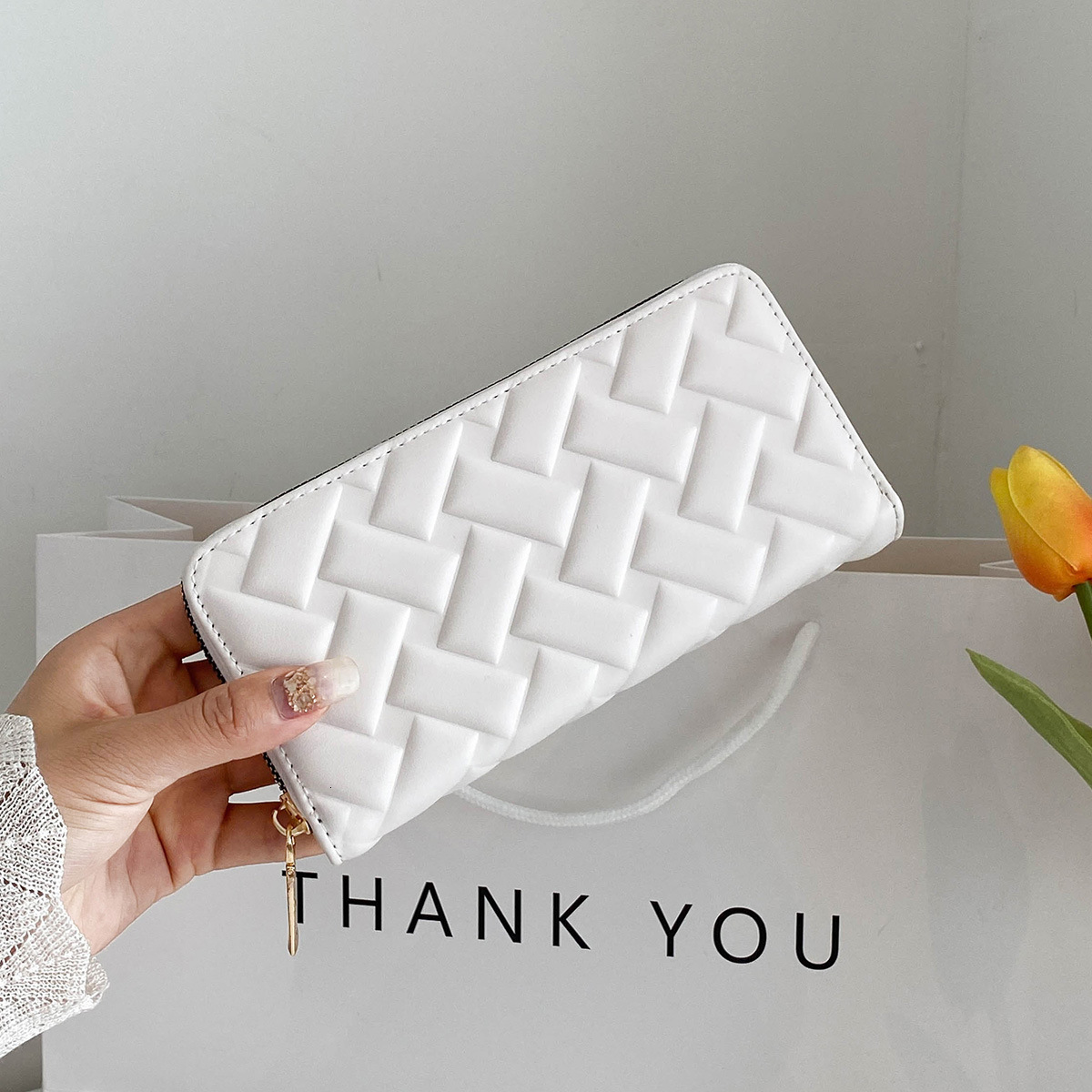 Free Shipping Designer Bag New Foreign Trade Women's Wallet Leather Embossed Casual Handbag Medium Long Wallet Mobile Phone Bag