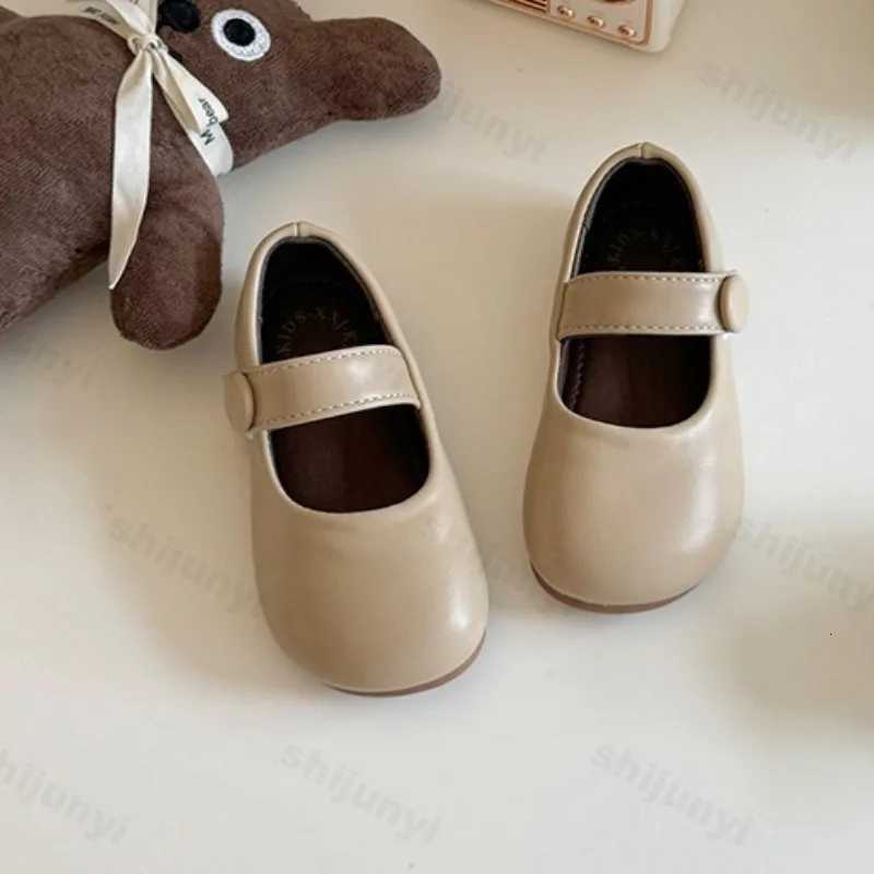 Girls Flats Soft Sole Comfort 2025 New Kids Pu Leather Shoes Non-slip Hook loop Children Princess Shoes Solid Color Versatile XJ250724