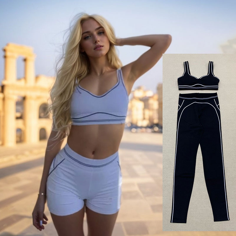 Designer Yoga Set Sports Bra Womens Throb Bra Sport Leggings High End Tank Top Striped Low Back Dance Stretch Loose Yoga Outfits Running Fitness Gym Pilates Muse Suit