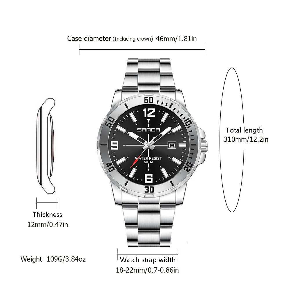 Fashion Casual Mens Business Watch Waterproof Luxury Stainless Steel Strap Mens Wristwatch Calendar Analog Quartz Watches for Men W250724