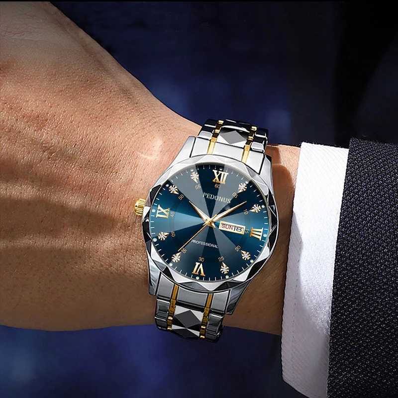 Mens Luxury Waterproof Watch Date Calendar Quartz Watch Fashion Business W250724