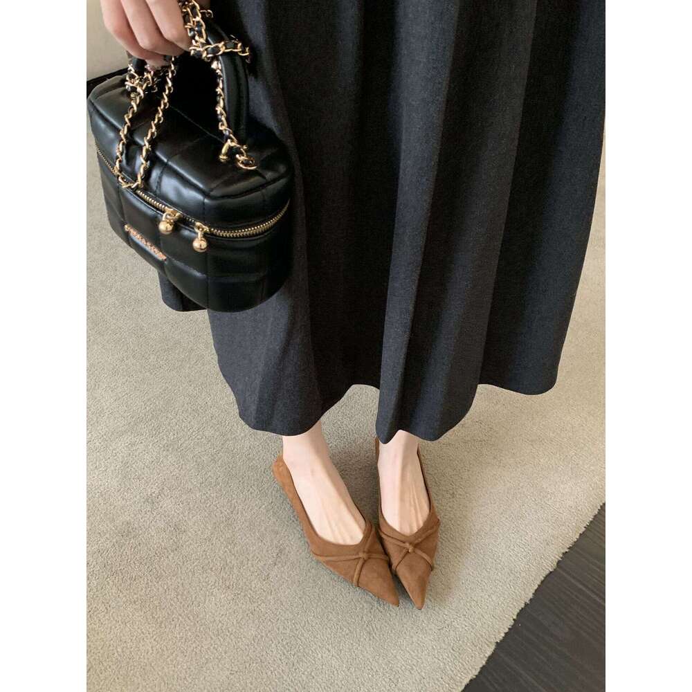 High Thin Heels High-end Cross Strap Single 2025 Spring Style Women Suede Comfortable Soft Sole Work Shoes