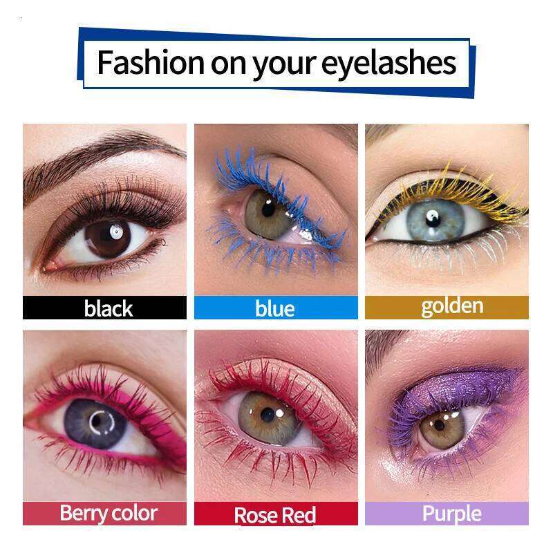 9 Colors Ultra-Fine Brush Silk Fiber Mascara - Waterproof Sdge-Proof Lengthening Curling Long-Lasting for Natural/Party Makeup X25072