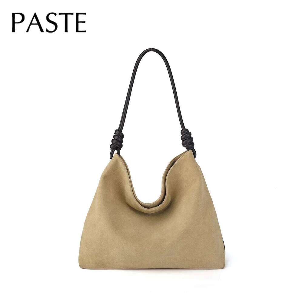 Luxury Designer Full Chamois Matte Suede Cowhide Large Capacity Dressing Coffee Shoulder Winter Ladies Handbag