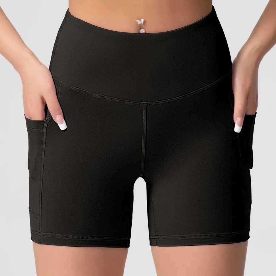 2-2XL Women Solid Yoga Shorts with 2 Pockets High Waist Butt Lifting Cycling Sport Leggings Elastic Workout Training Shorts XJ250724