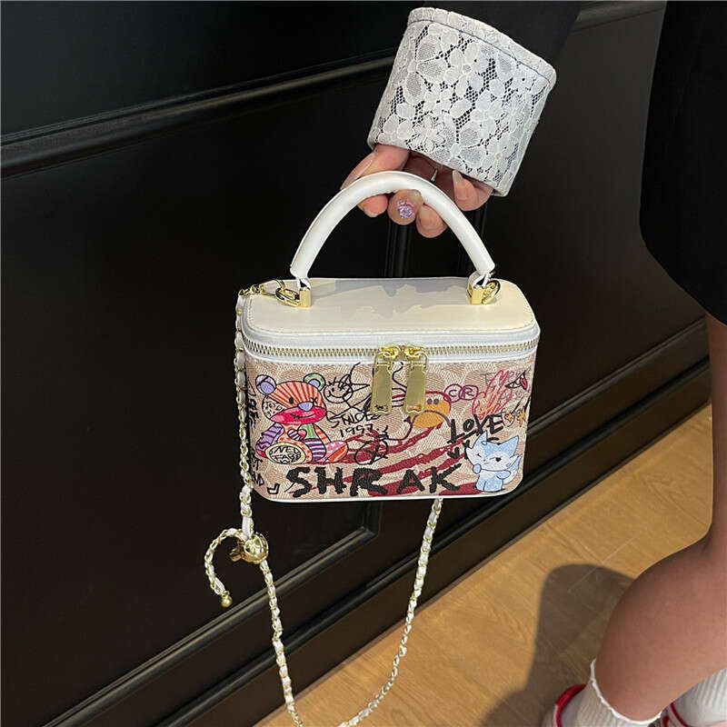 High-End for Women 2025 New Graffiti Box Versatile Fashionable Unique Handbag Stylish Shoulder Crossbody Bag
