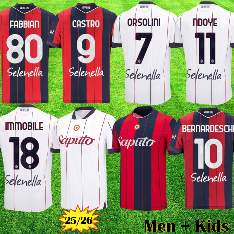 25 26 Bologna FC Mens Soccer Jerseys BERNARDESCHI FABBIAN ORSOLINI CASTRO FERGUSON DALLINGA Home Away 2025 2026 FOURTH IMMOBILE Football Shirt tops Uniforms