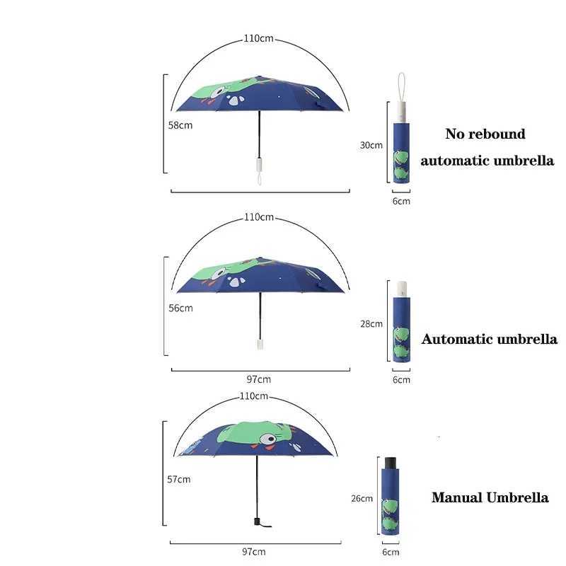 Automatic Umbrella Dinosaur Umbrella Sun Protection and Wind Edge Reflective Strip Non-Springback Design Travel Folding Umbrella R250724