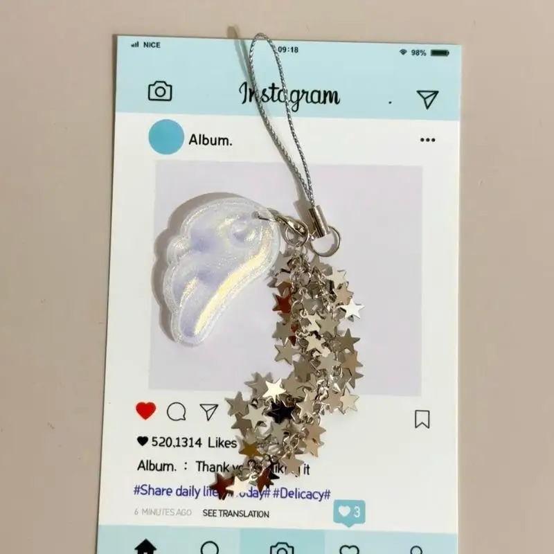 Delicate Wings Stars Keychain For Phone Creative Lanyard Key Chain Bag Phone Pendant Chain Y2K Kpop Jewelry ?Girls Gift 250722