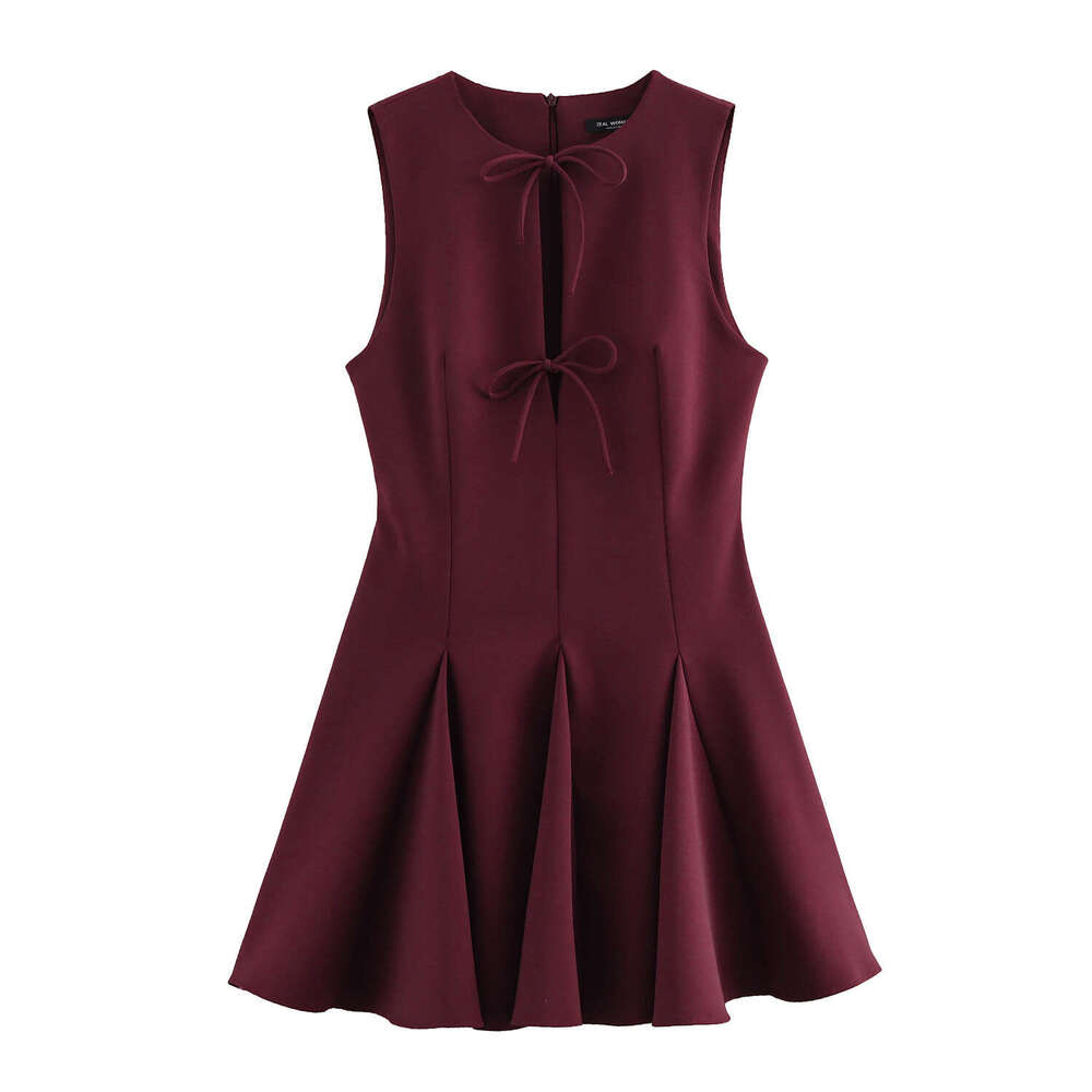 TRAFZA Spring Summer New Style Women's Fashion Sexy Wide Hem Bowknot Dress B5