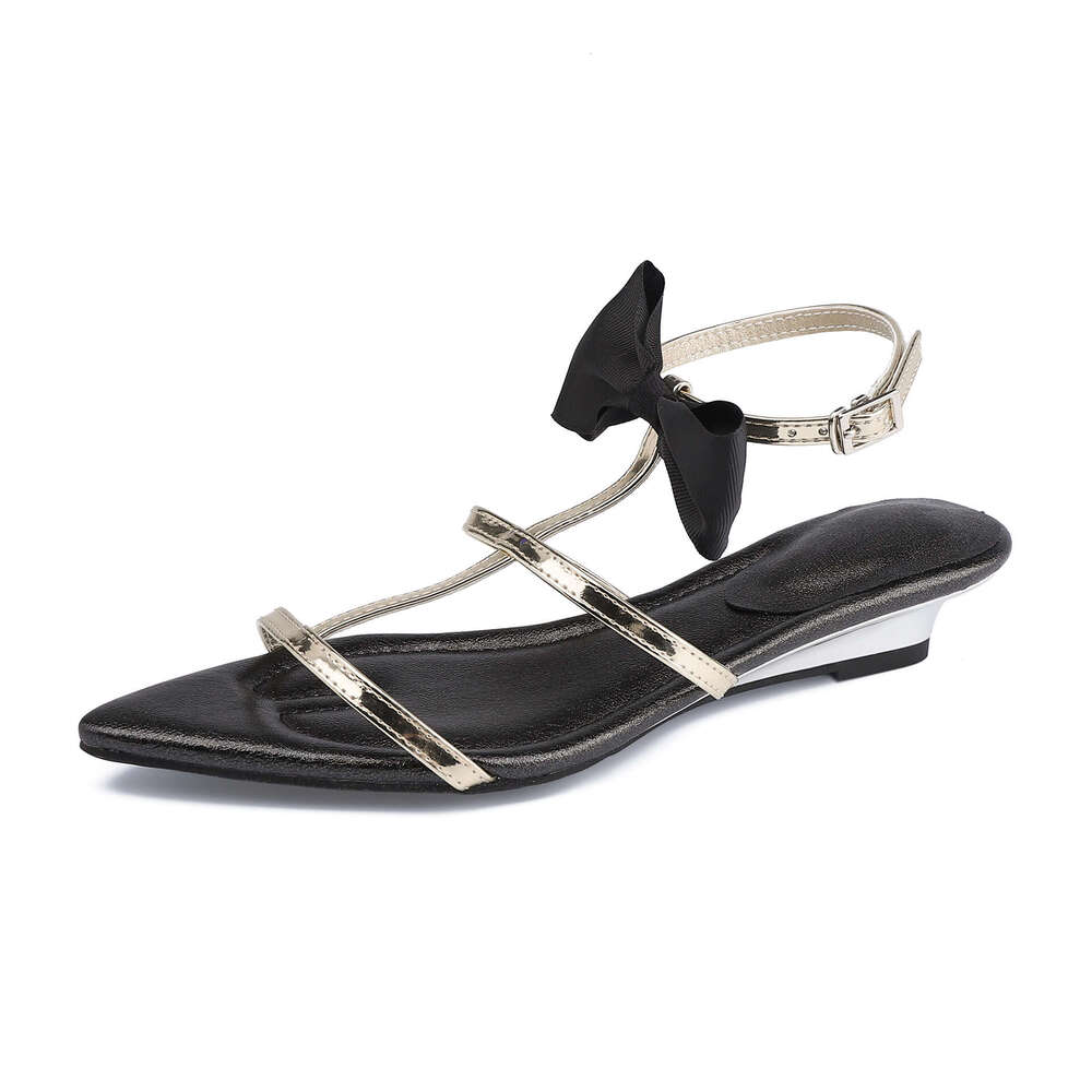 Summer Sexy Pointed Open Toe Wedge Sandals Women's Outdoor Wear High-end Versatile Breathable Shoes