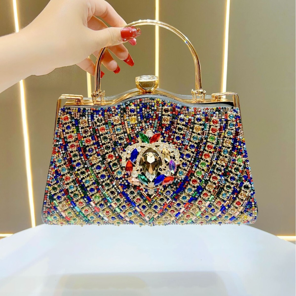 Designer New High-End Diamond-Studded Handbag Large Capacity Crossbody Evening Luxury Women's Bag