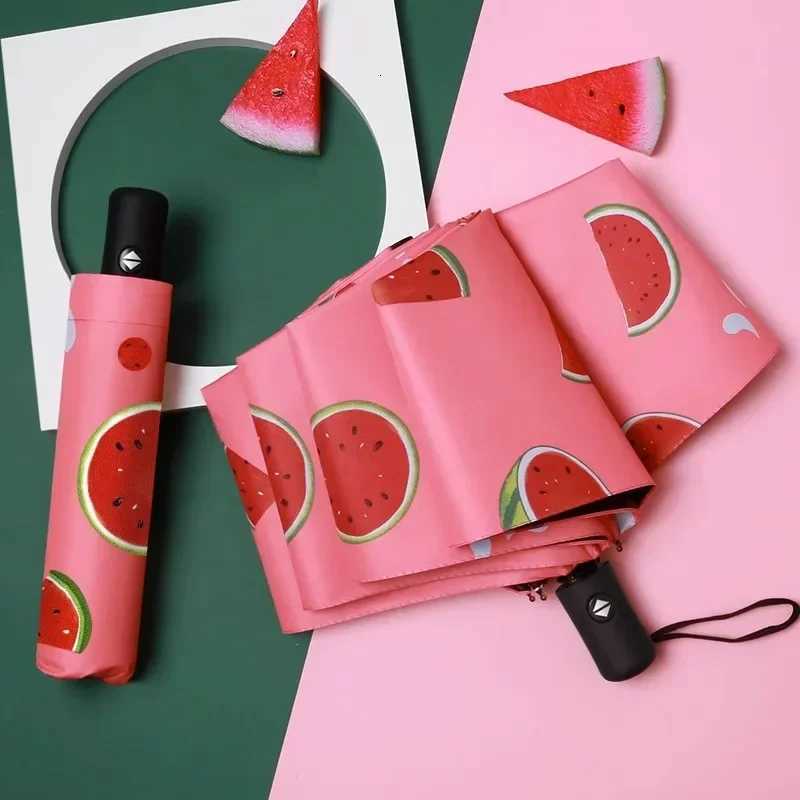 1pcs UV Sun Umbrella Compact Folding Travel Rain Umbrellas Auto Open and Close for Windproof Cute Fruit Watermelon Pattern New R250725