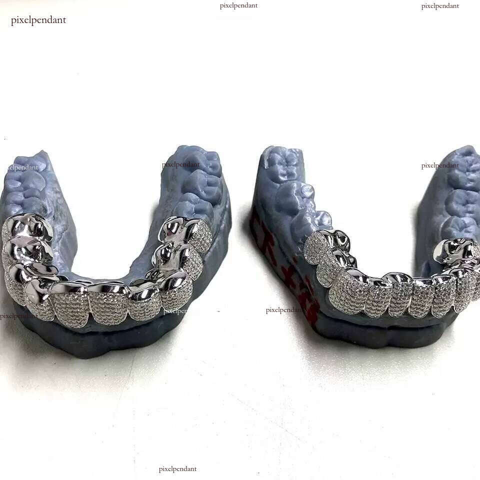 Exclusive customization Moissanite Teeth Grillz iced out Hop Sier decorative braces Real Dia Bling Tooth Grills For Men 2128990
