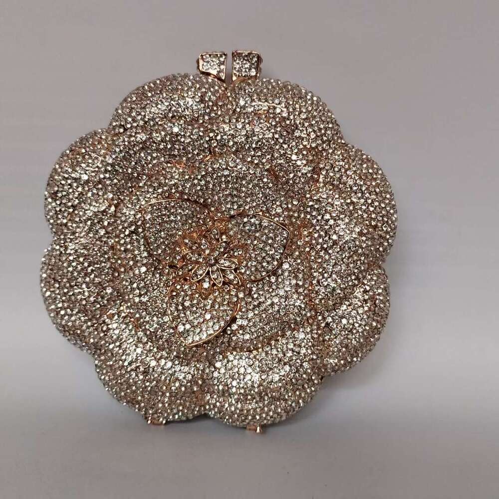 Designer Luxury Evening Diamond Xiyuan Evening Banquet Round Flower Full Women's Inlaid Diamond Clutch Wedding Bag