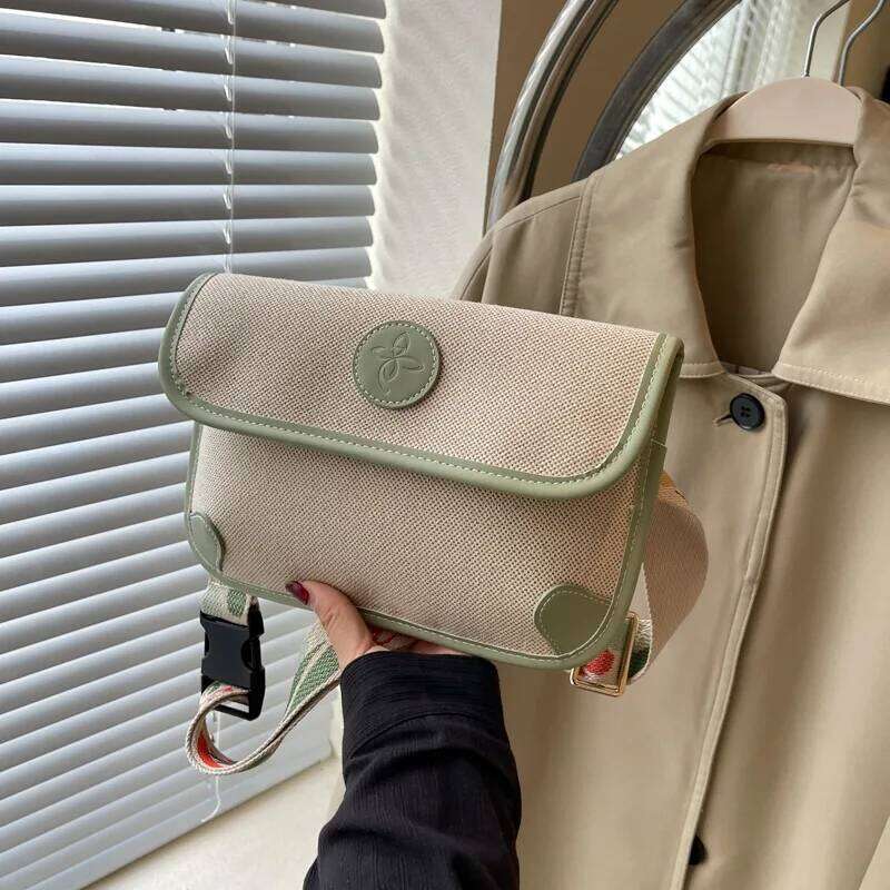 Fashion Canvas Women's Versatile New Trend Contrasting Color Small Square High-End Single Shoulder Messenger Bag