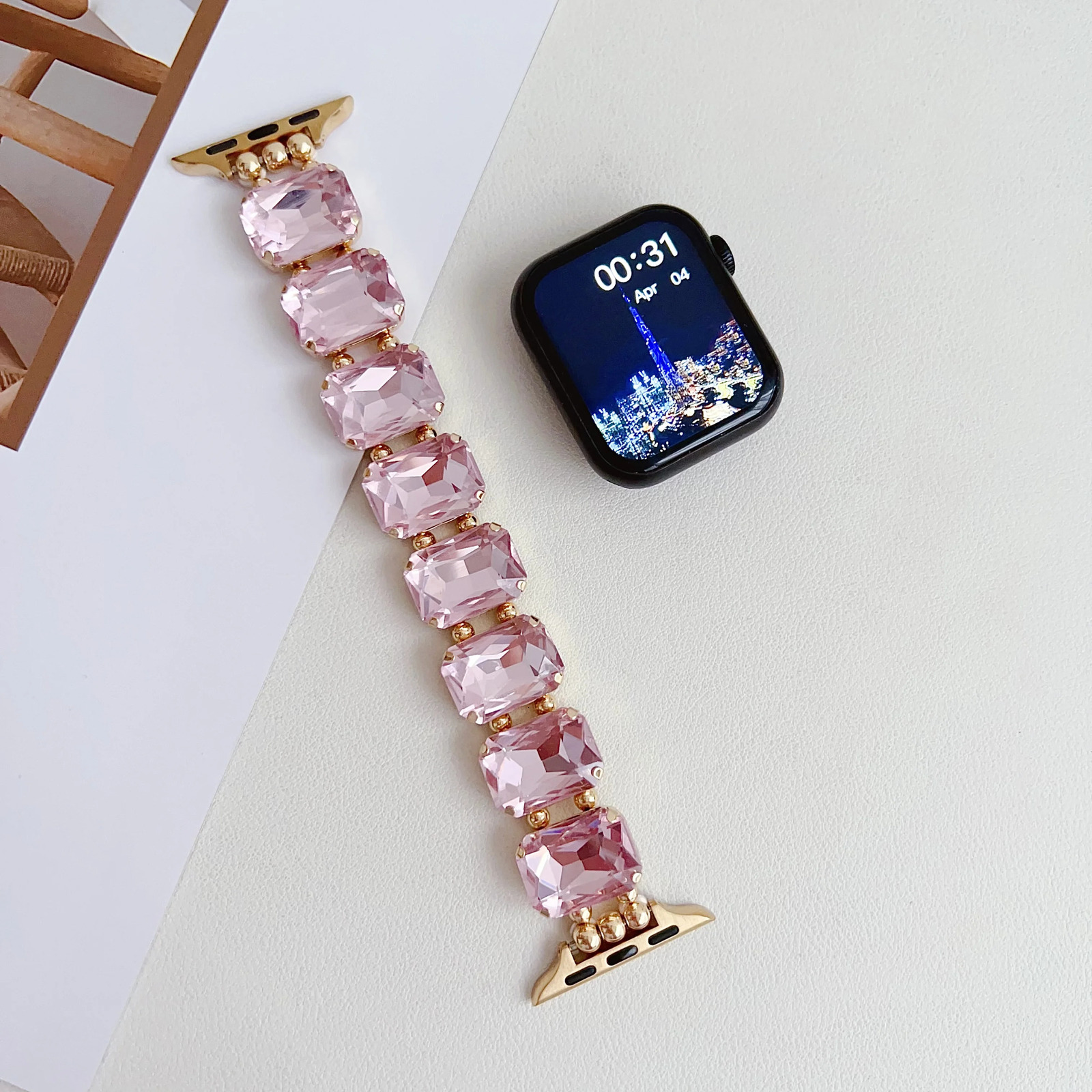 Zircon Strap for Watch Band Jewelry Metal Bracelet Chain for Iwatch98765SE ULtra Women Elastic Gem Series40 41 42 44 45mm 250723