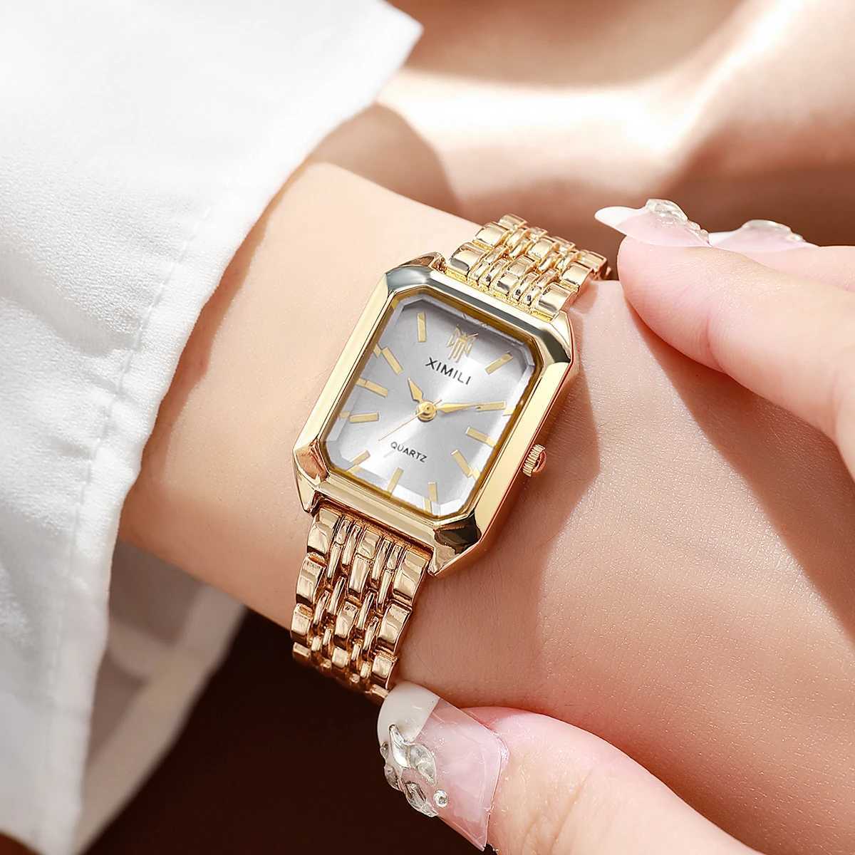 1/2/4PCS Luxury Women Watches Fashion Rectangle Women Quartz Watch Stainless Steel Band Wristwatches Reloj MujerWithout Box W250724