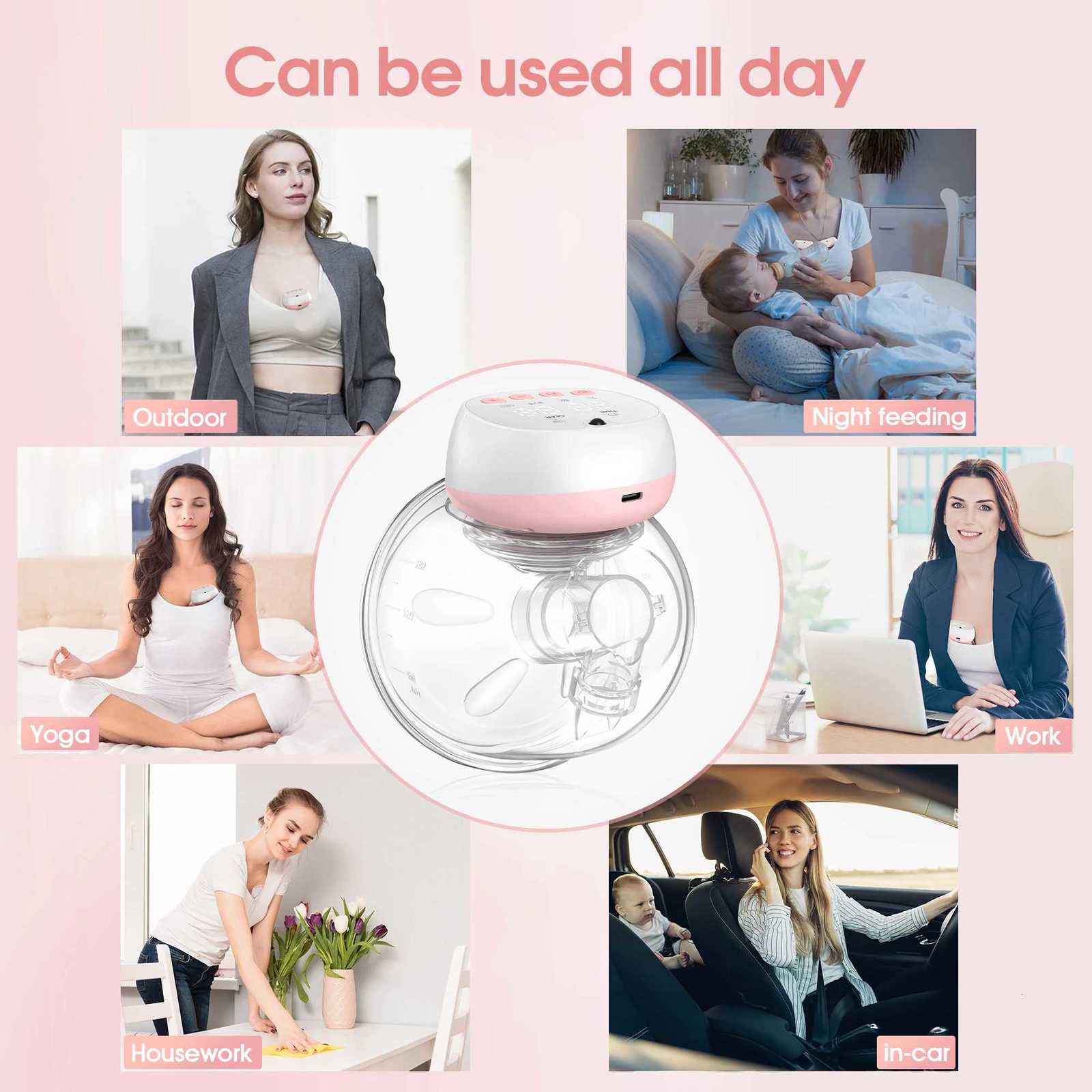 1200mAh Portable Hands-Free Breast Pump 12 Levels 3 Modes Electric Remote Control Painless Breastfeeding X250724