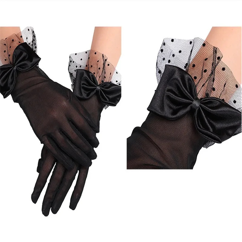 Women Black Summer Uv-proof Driving Gloves Mesh Fishnet Gloves Bride Chiffon Lace Mittens Full Finger Girls Lace Fashion Gloves 250722