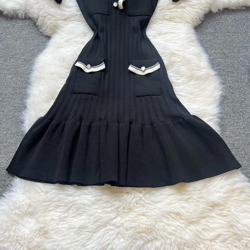 Two Piece Dress YuooMuoo Chic Fashion Sexy Package Hips Knitted Mini 2025 Summer Women Elegant Black Ruffled Party Streetwear