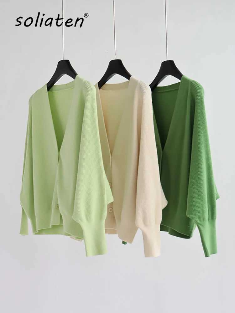 Womens Oversized Batwing Sleeve Green Blouse Spring Autumn Clothes Solid Color Sweater Women Clothing Cardigan Coat Tops C-168 X250724