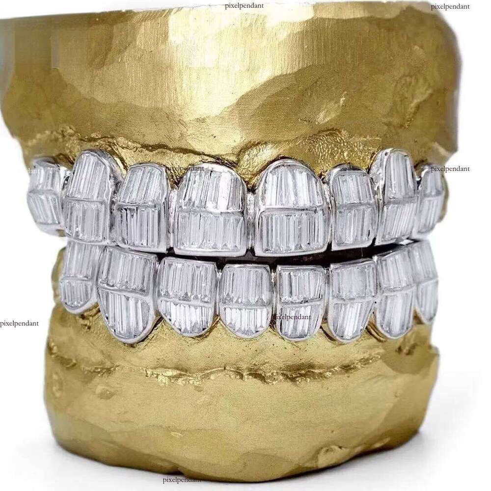 Custom 10K 14K Gold Plated Sier Full VVS Dia Moissanite Iced Out Hip Hop Teeth Grillz