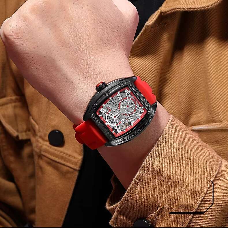 DHwatches MEGIR Men's Watch - Automatic Skeleton, Luminous, 30M Waterproof, Silicone Strap, Business Mechanical Wristwatch