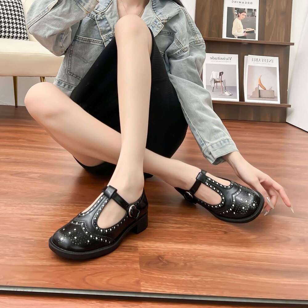 2025 Spring Fashion Single Huizhou Shoes, Mary Jane Studded High Heels, Fashionable Versatile Women's Shoes