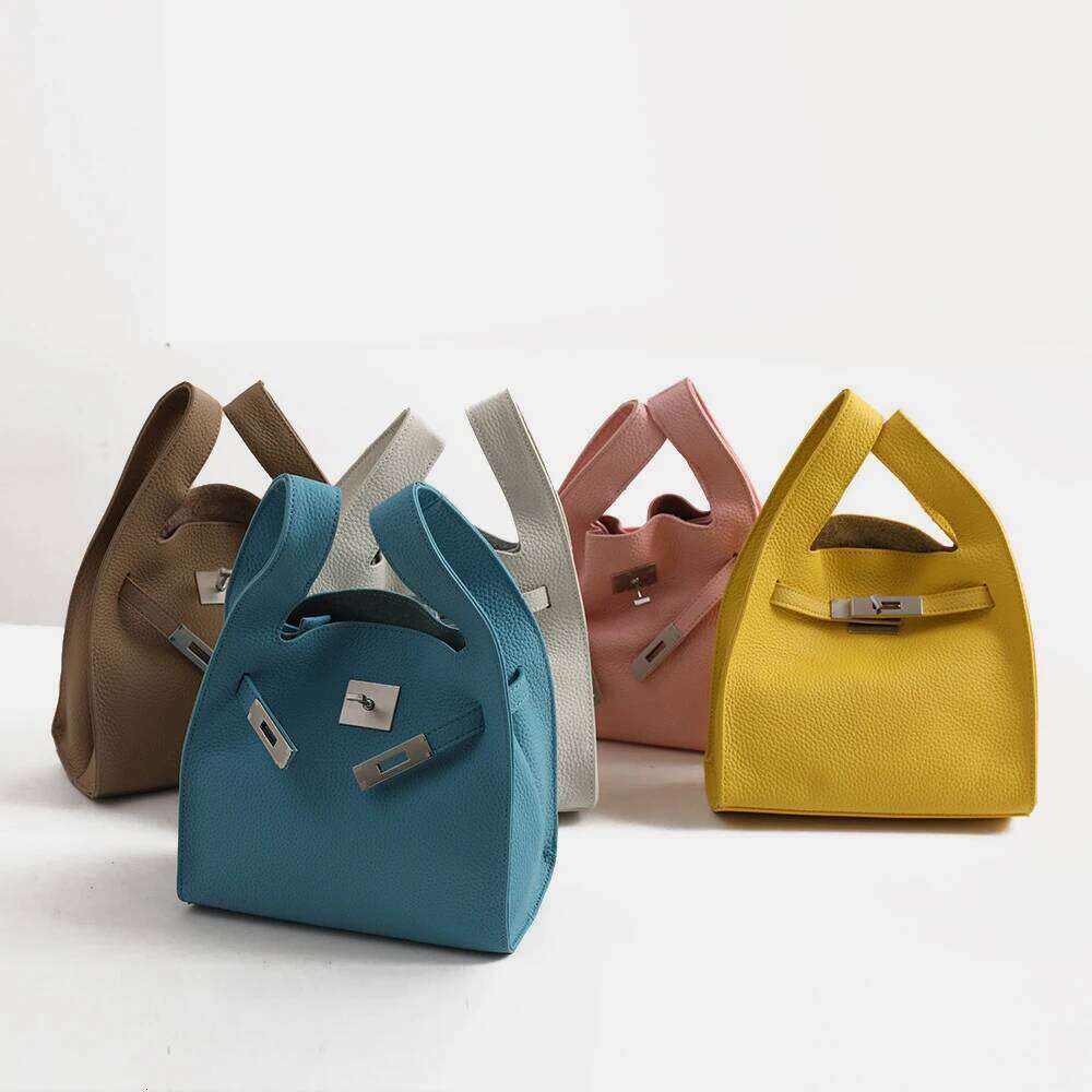 New women's first layer vegetable basket garbage one shoulder crossbody underarm bucket bag commuting cowhide