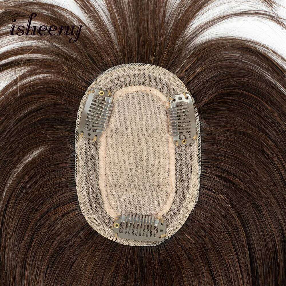 Dark Brown 20-35cm Natural Human Pieces 8x12cm Breathable Base Hair Topper Extensions For Women 10 colors Available