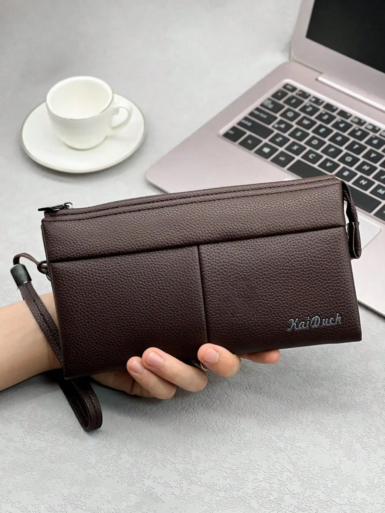 Fashion Simple Mens Clutch Wallet Business Boss Special Large-capacity Double Zipper Wristlet Phone Wallet Gifts for Men 250723
