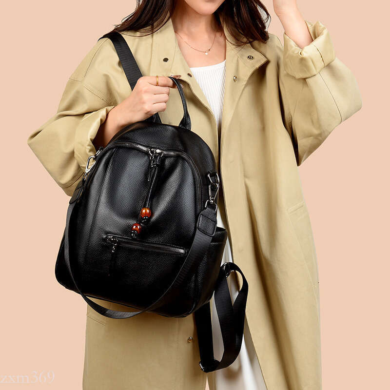 New Style High-End Soft Leather Commuting Versatile School Bag Women's Large Capacity Backpack