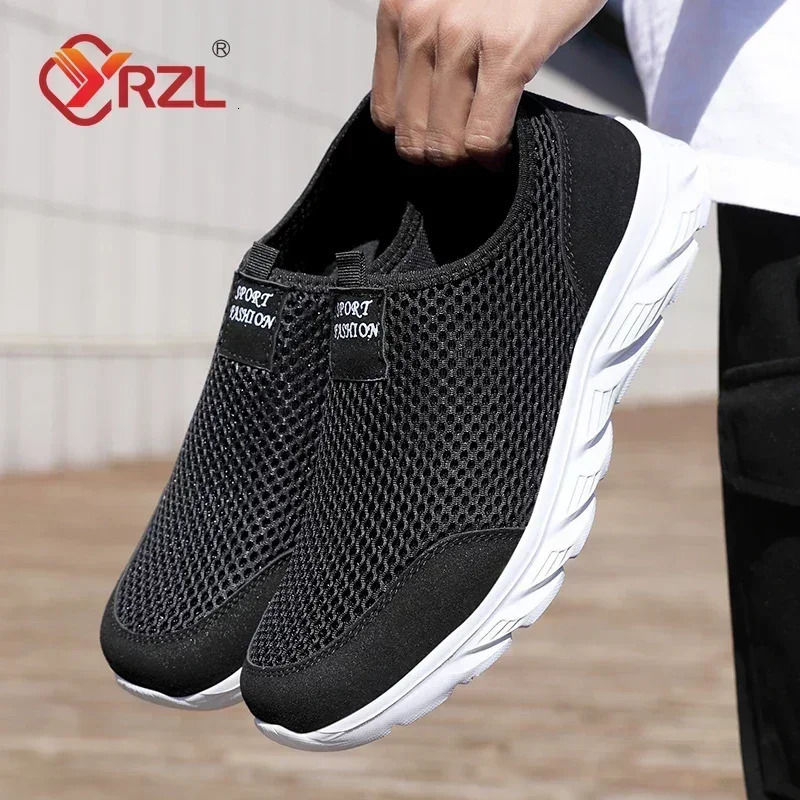 YRZL Lightweight Men Casual Shoes Breathable Slip on Male Casual Sneakers Anti-slip Mens Flats Outdoor Walking Shoes Size 38- 250716