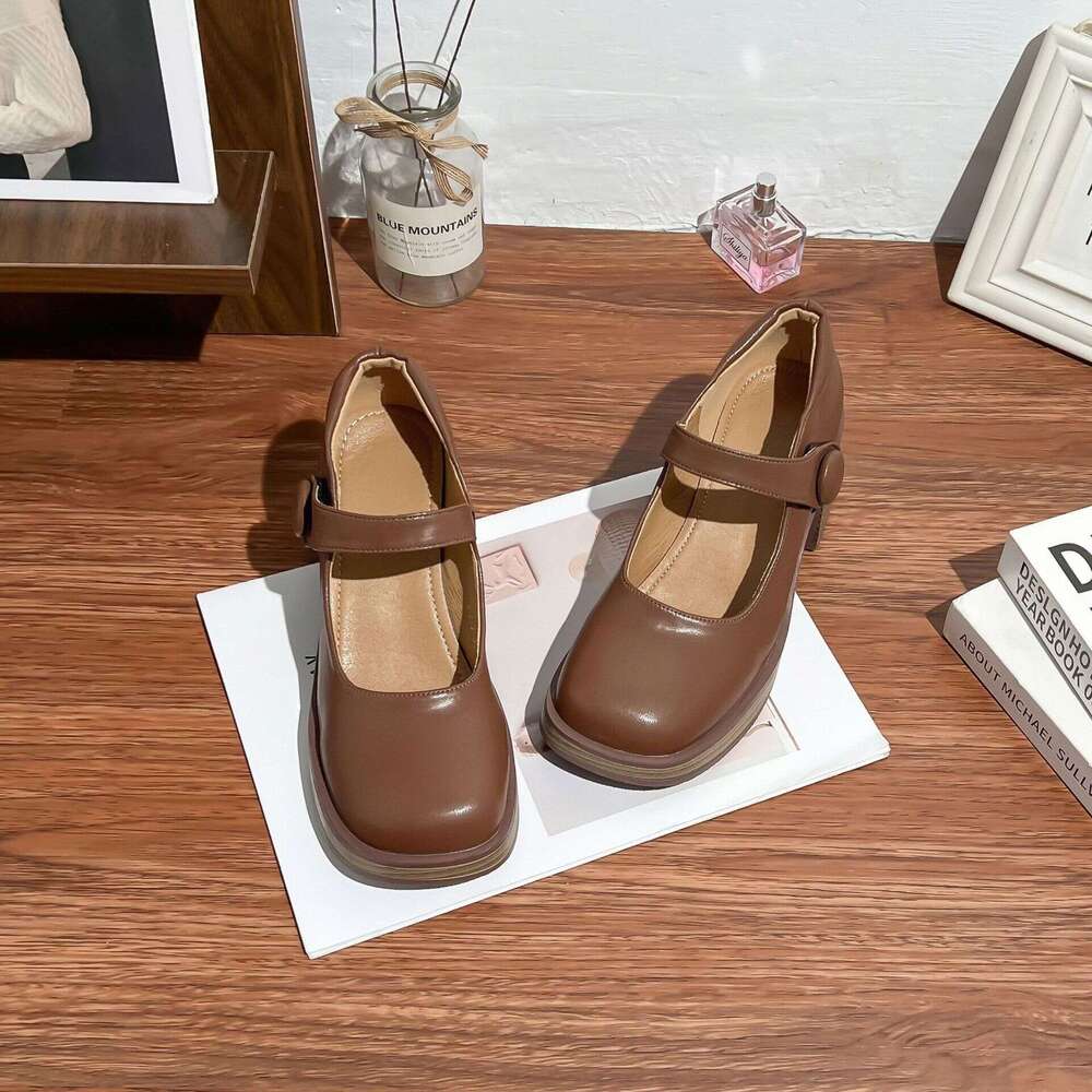 Designer Spring Mary Jane High Heels Women 2025 Korean Style Casual Big Toe for Outdoor Wear Shallow Mouth Women's Shoes