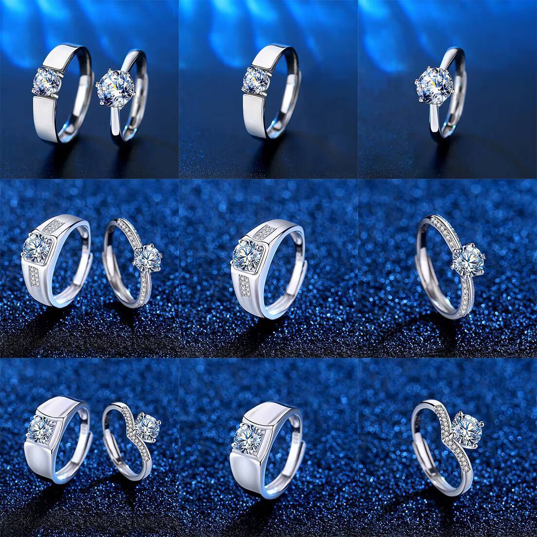 Sterling Silver 925 Jewellery Moissanite Engagement Rings Set