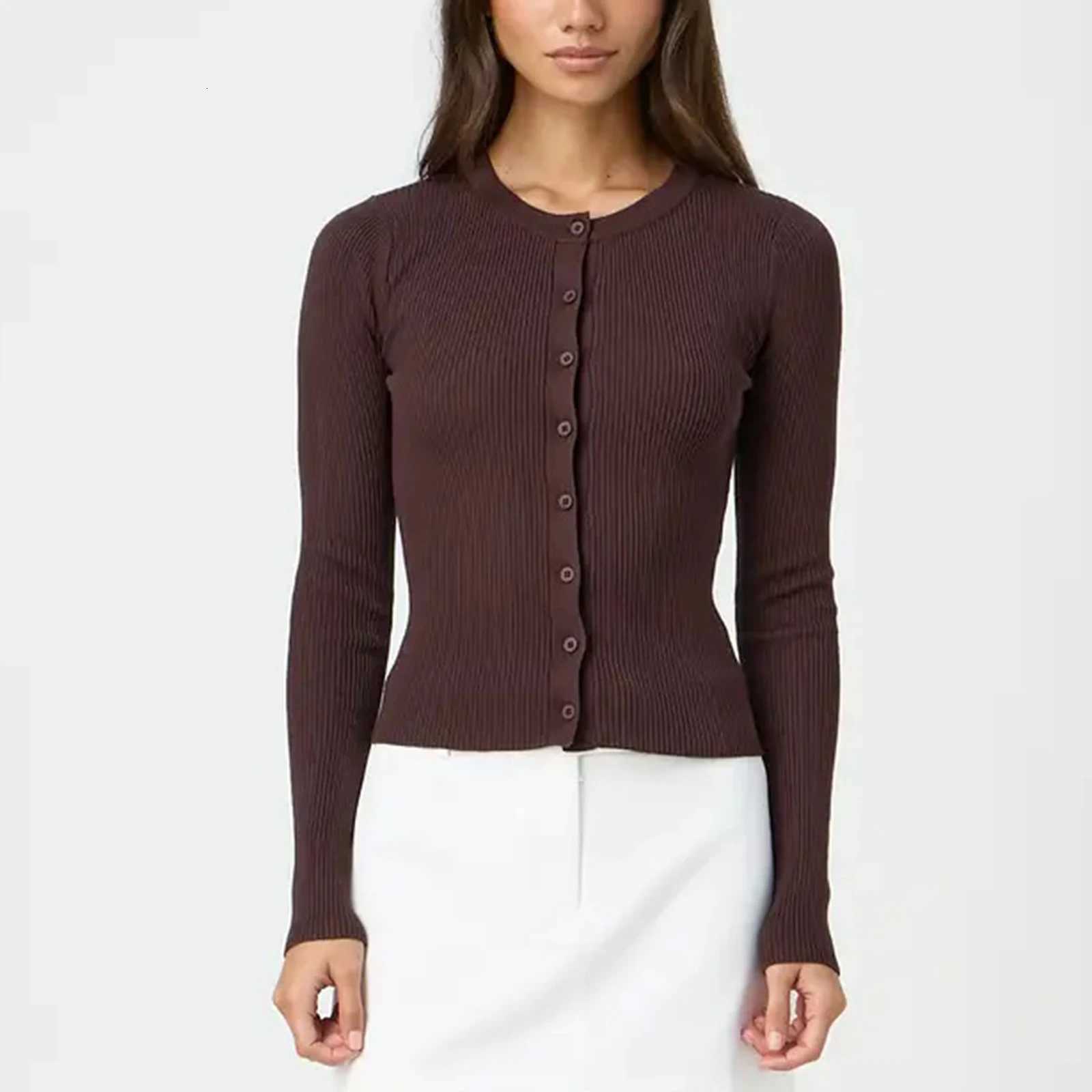 2020 Womens Y2K Button Down Crop Pullover Cardigan Plain Round Neck Long Sleeve Knitted Autumn Tops Streetwear Knitted Crop Cardigan X250724