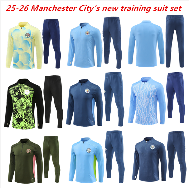 2024 2025 man tracksuit City HAALAN half zip Training Suit MEN Kids 24 25 Long sleeve Sportswear Football 25 26 Boys girls Survatment Foot chandal
