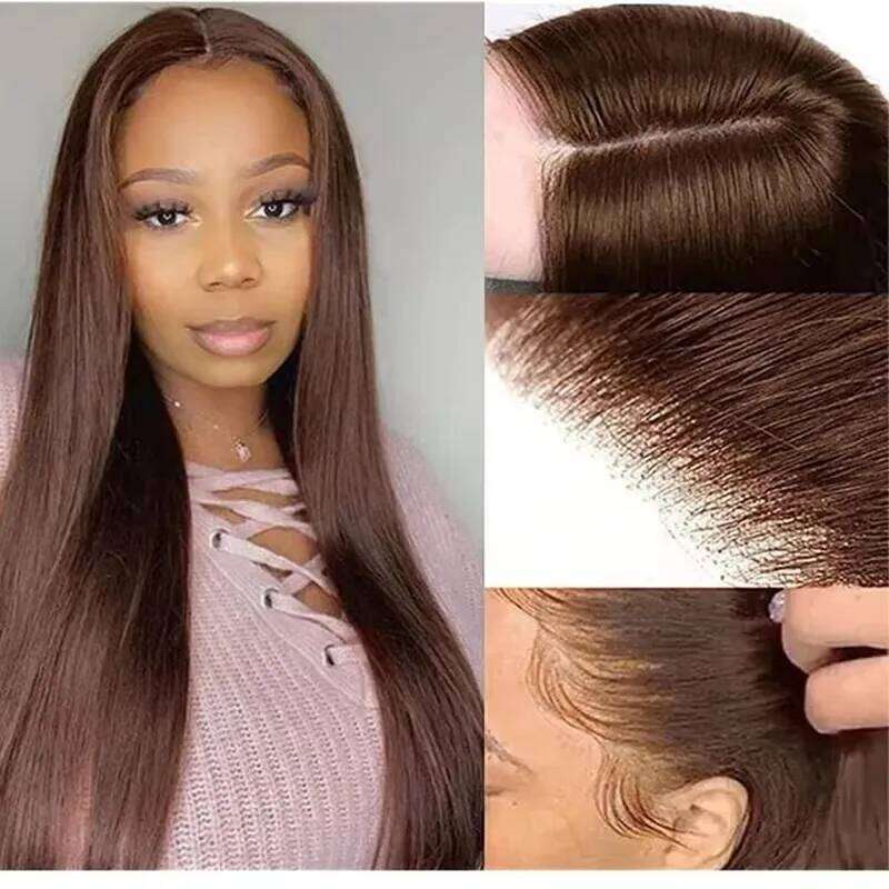 Breathable Base Human Topper for Women Natural Scalp Silk Top Hand Tied Straight Remy Hair Piece with Clips in