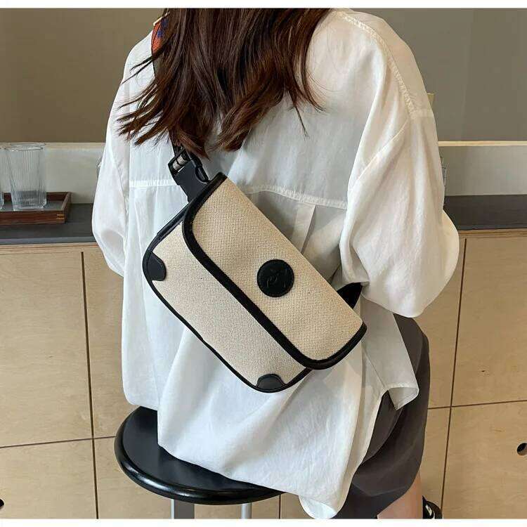 Fashion Canvas Women's Versatile New Trend Contrasting Color Small Square High-End Single Shoulder Messenger Bag