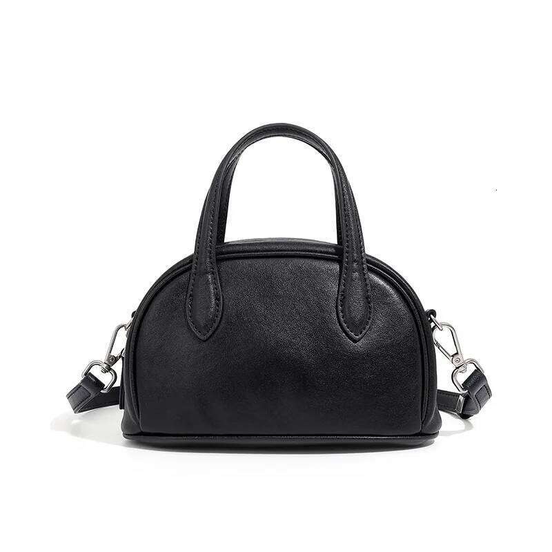 Vintage New Genuine Leather Women's Planttanned Cowhide Boston Bowling Bag, Niche One Cross Shoulder Handbag