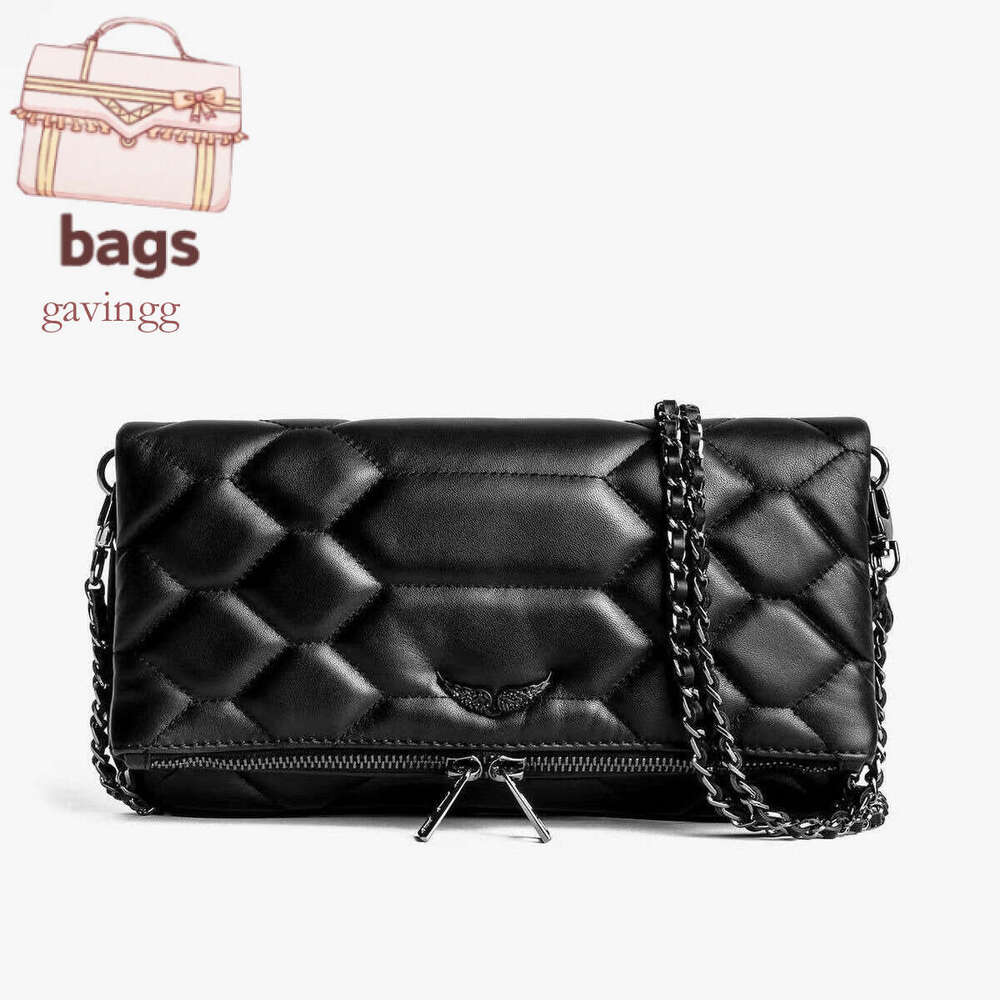 Zadigevoltaire Bag 2025 New Womens Handbag French Designer Tote Bag Fashion Rhinestones Wing With Chain Envelope Evening Bag Casual Shoulder Bag