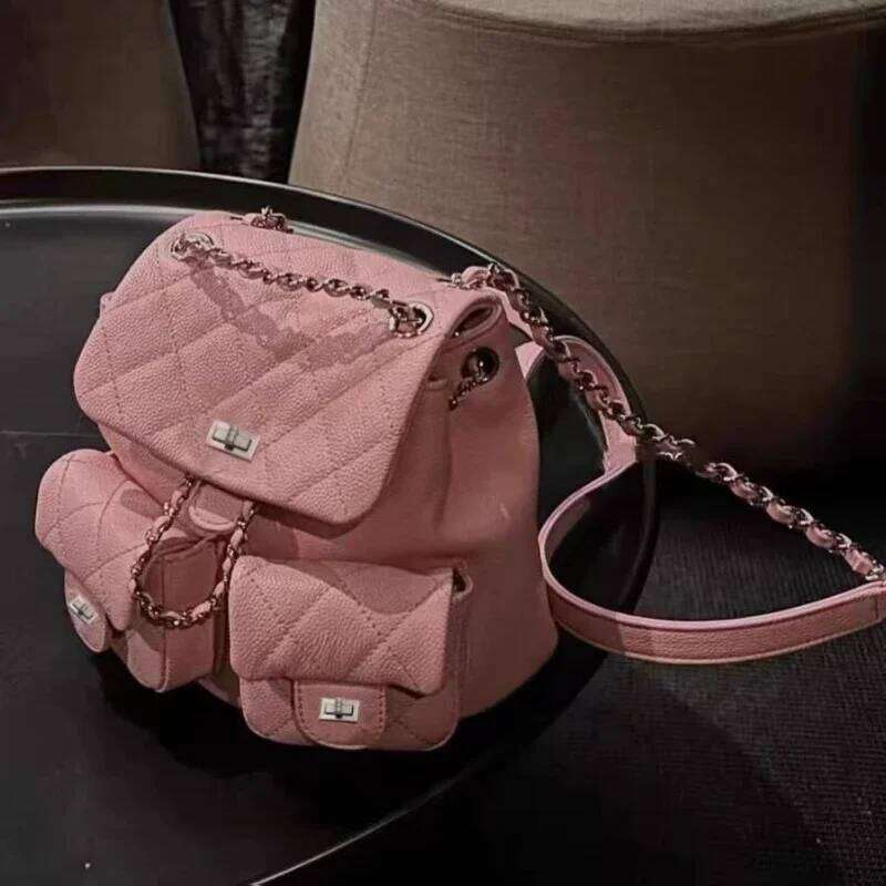 2025 New Bagpack Korean Version Small Fragrance Chain Advanced Big Capacity Simple Sweet Trend School Backpack MDNG