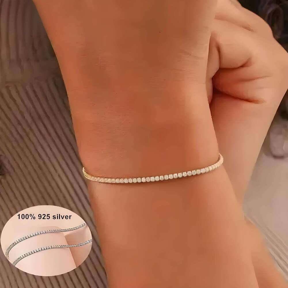 Designer Exquisite Wedding Cube Zirconia High Quality Minimalist Women's Tennis Bracelet Sterling Sier Free shipping