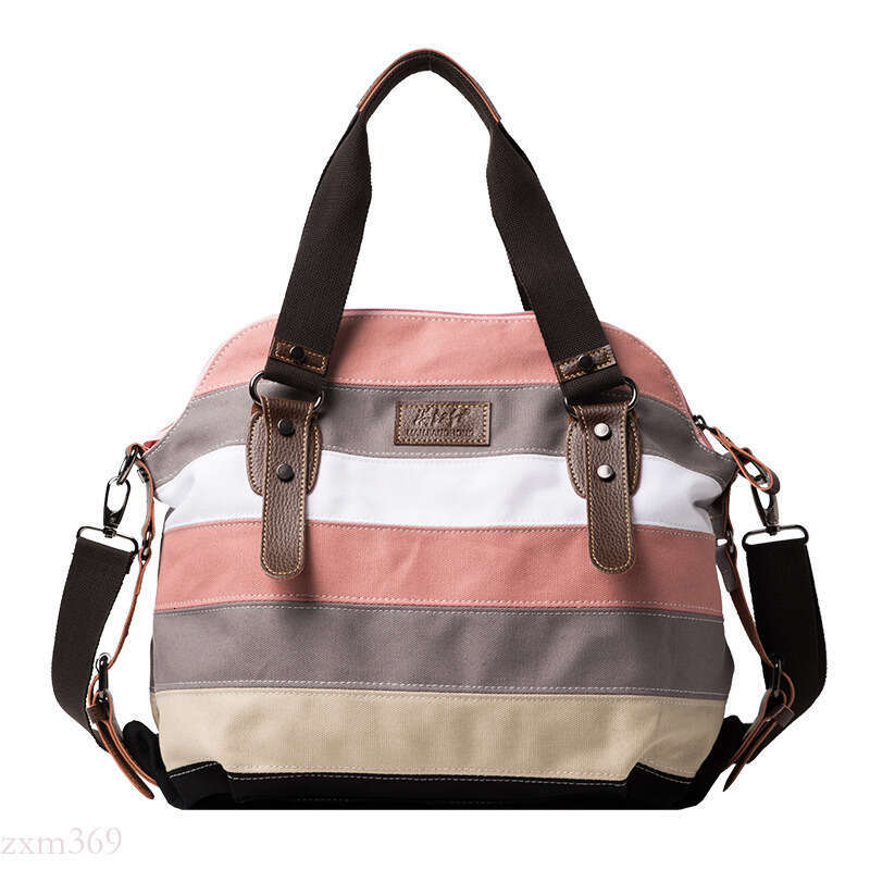 2024 New Canvas Handbag Women Rainbow Stitching Large Capacity Crossbody Shoulder Bag