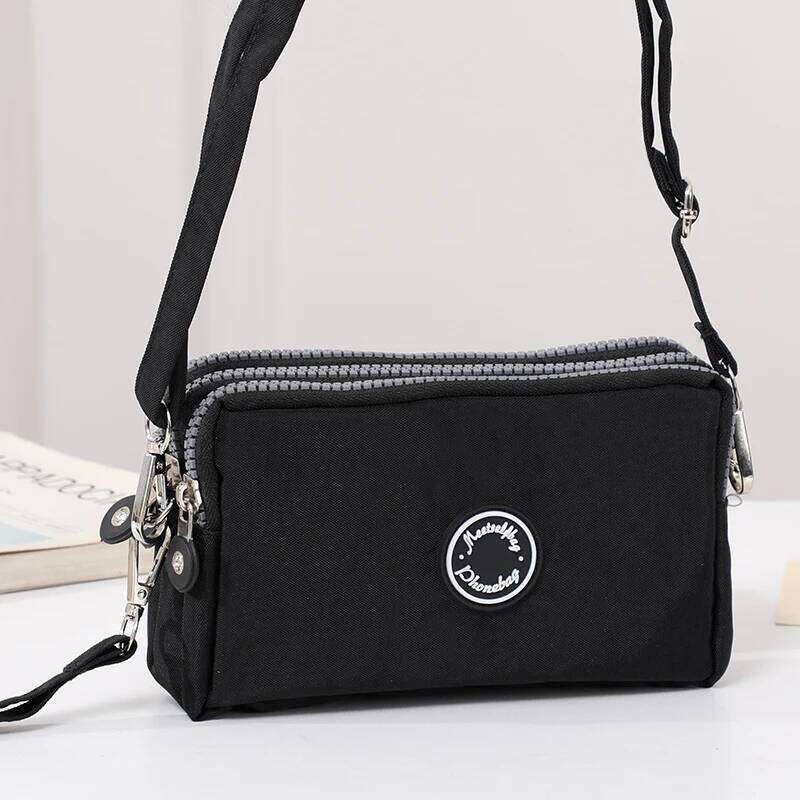 Fashion Pure Color Three Large Capacity Women's Shoulder Bag Portable Popular Zipper Coin Purse Mobile Phone Wallet