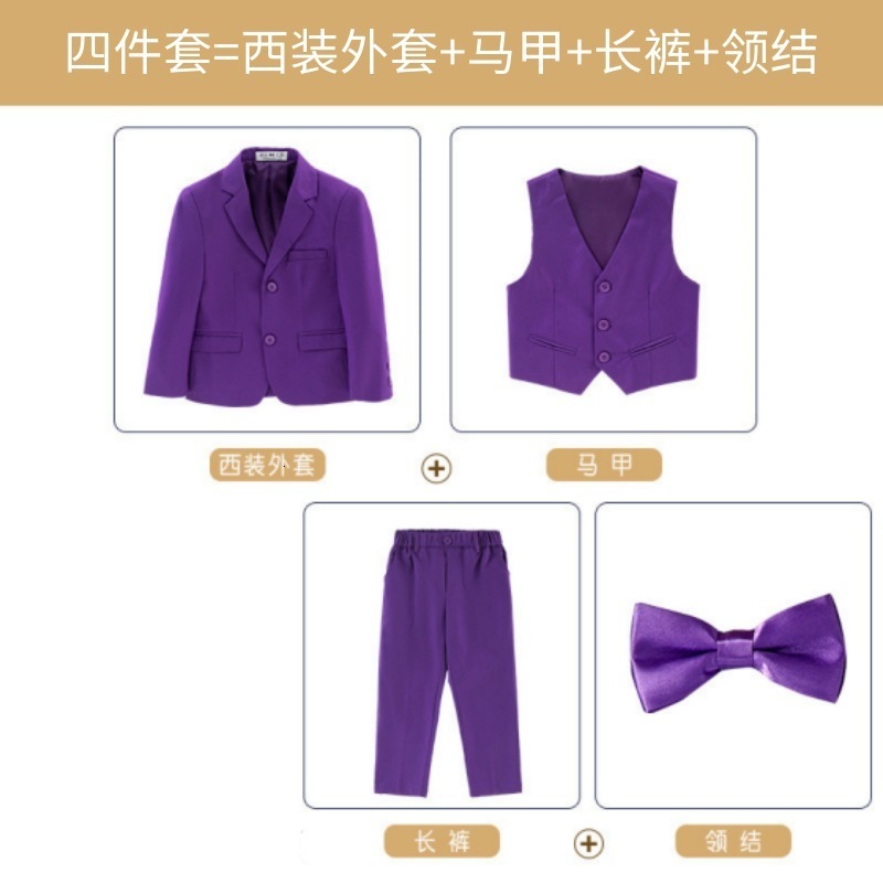 Suits Boys Dark Green Formal Wedding Party Suit Children Blazer Vest Pants Tie 4 PCS Tuxedo Kids Performance Pography Dress Costume 230906